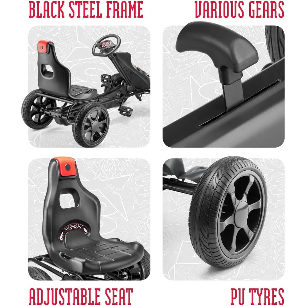 Xootz Pedal Go Kart – Venom & Viper Kids Ride-On Race Car with Gears, Handbrake & Adjustable Seat