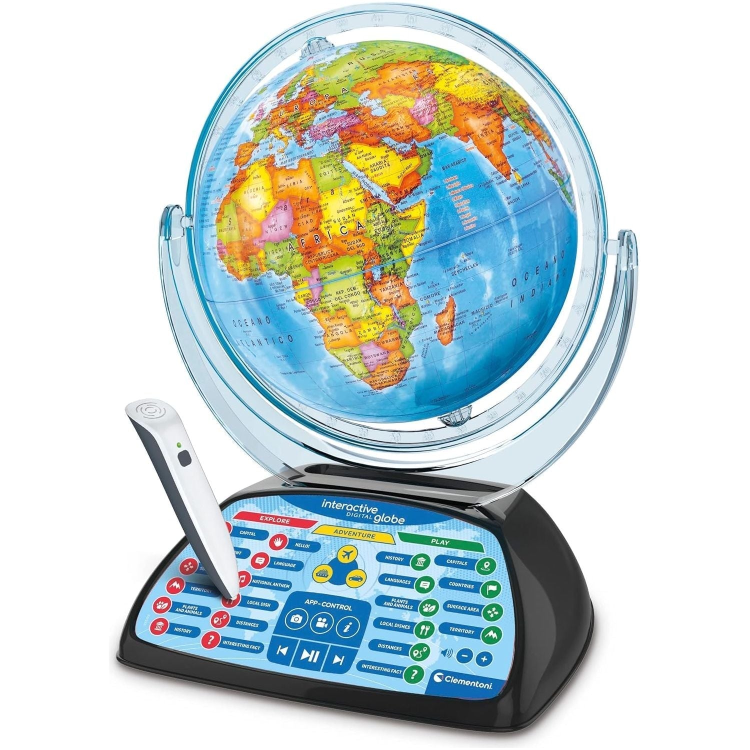 Clementoni Digital Interactive Globe Light-Up World Globe with Talking Pen & App (Ages 7+)