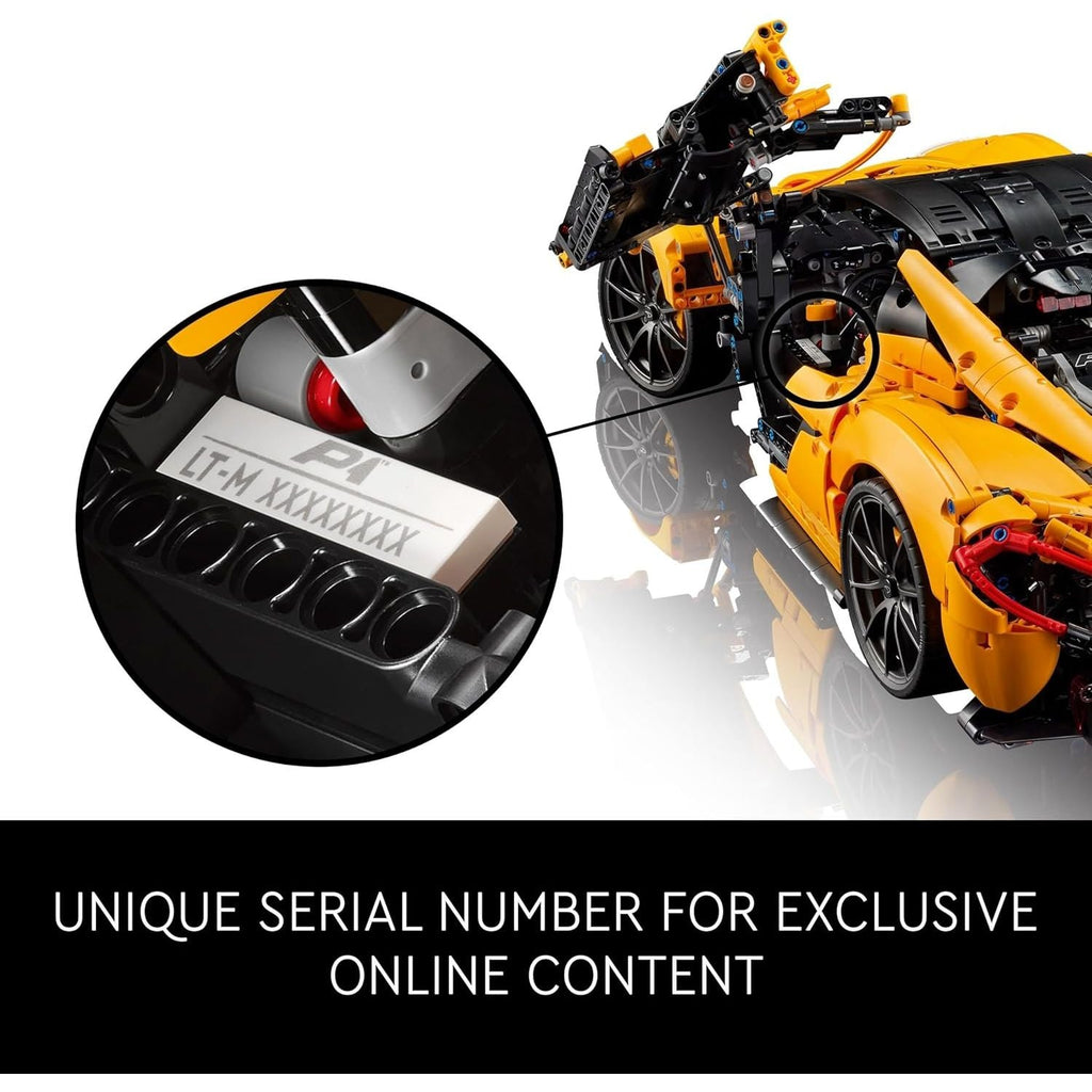 LEGO Technic McLaren P1 Hypercar Building Set (42172) – V8 Piston Engine, 7-Speed Gearbox, Collectible Scale Model for Adults